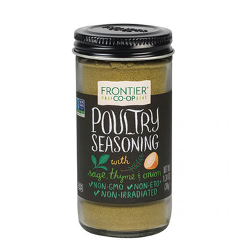 Frontier Co-Op Salt-Free Poultry Seasoning, 1.34 Ounce Bottle, Blend Of Sage, Thyme & Onion, Perfect For Poultry & Stuffing