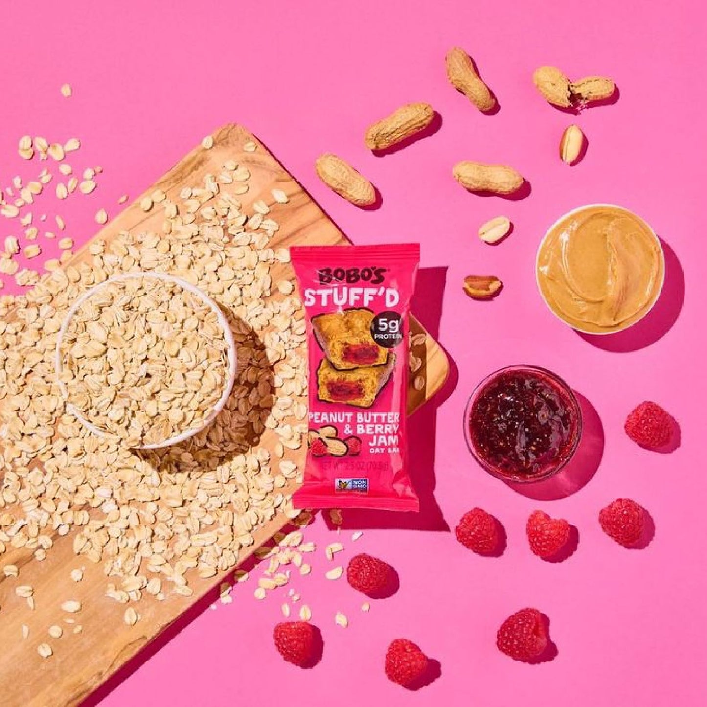 Bobos Oat Stuffd Bars, Peanut Butter & Jelly, Gluten Free, 12 Count, 2.5 oz Bars