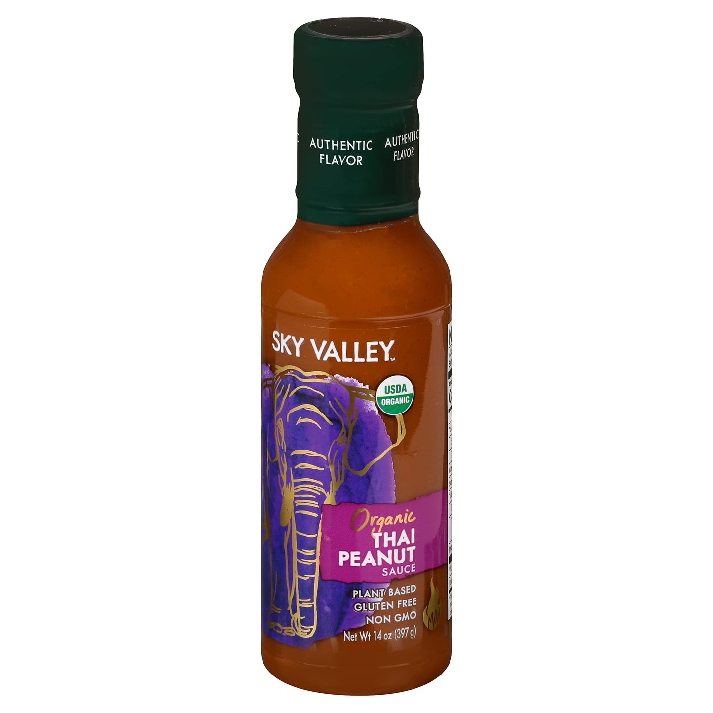 Sky Valley Thai Peanut Sauce - Gluten Free, Organic, Vegan, Mild Heat - 14 Oz, 6-Pack