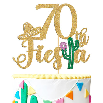 70th Fiesta Cake Topper, Cheers to 70 Years/Taco Bout 70 Cake Decor, Tropical Hawaiian Mexican Summer Themed Happy 70th Birthday