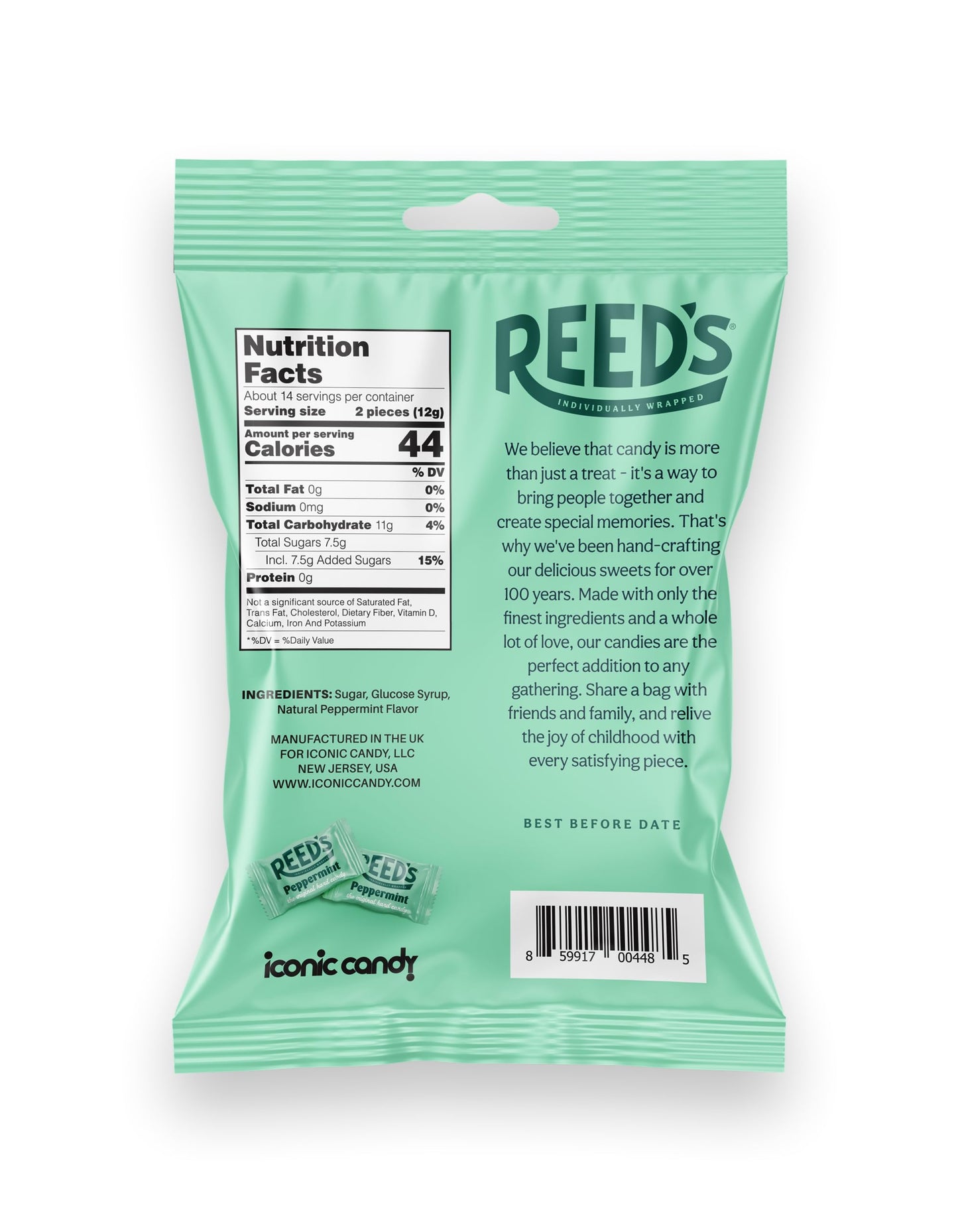 Reeds Individually Wrapped Peppermint Candy | Traditional Peppermint Hard Candy | Reeds Candy Hard Peppermint Minty Fresh And Su