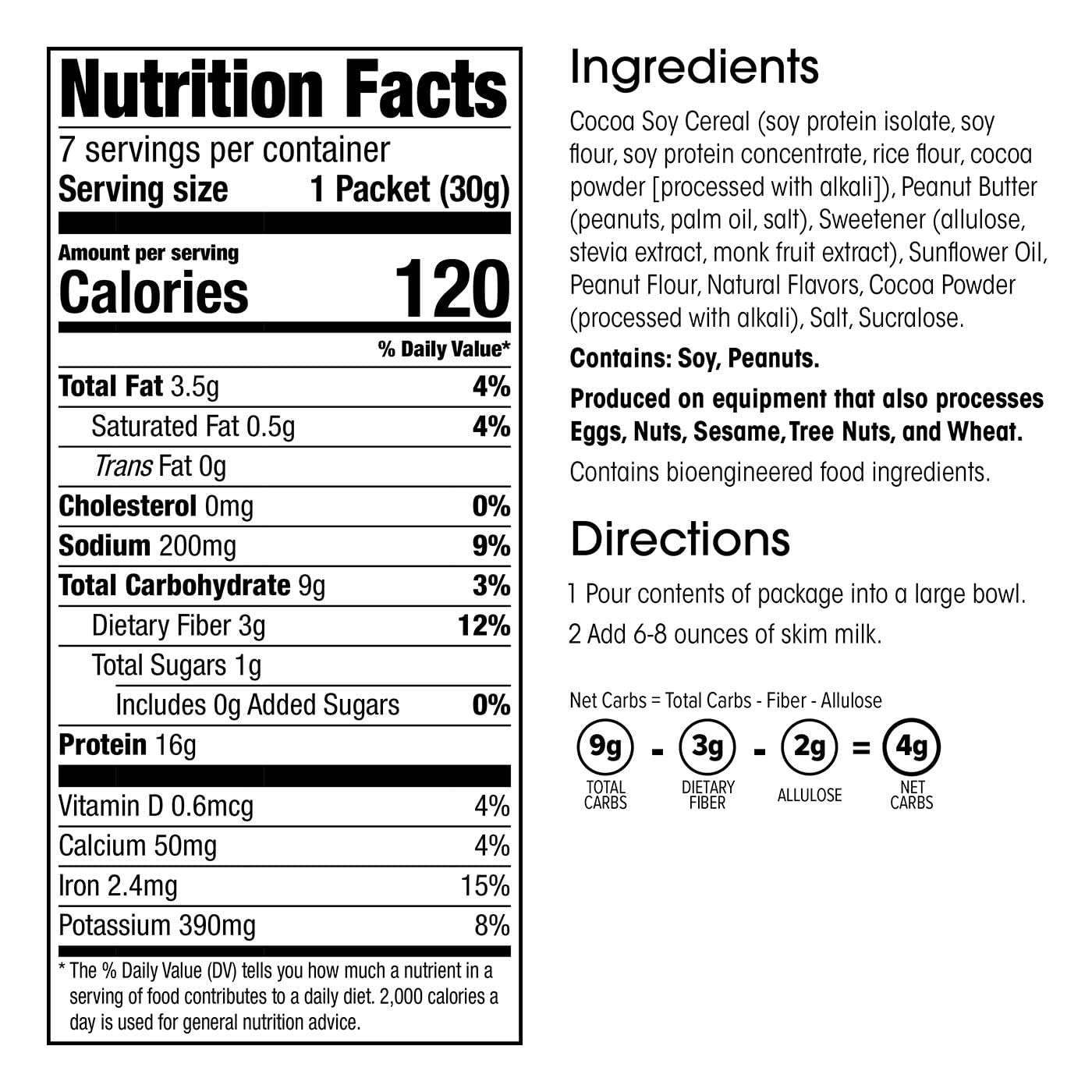 WonderSlim Protein Cereal, Chocolate Peanut Butter, Low Sugar, Gluten Free, Keto Friendly & Low Carb (7ct)