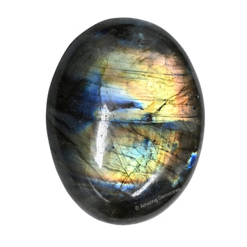 Labradorite Palm Stone - Pocket Massage Worry Stone For Natural Body Chakra Balancing, Reiki Healing And Crystal Grid