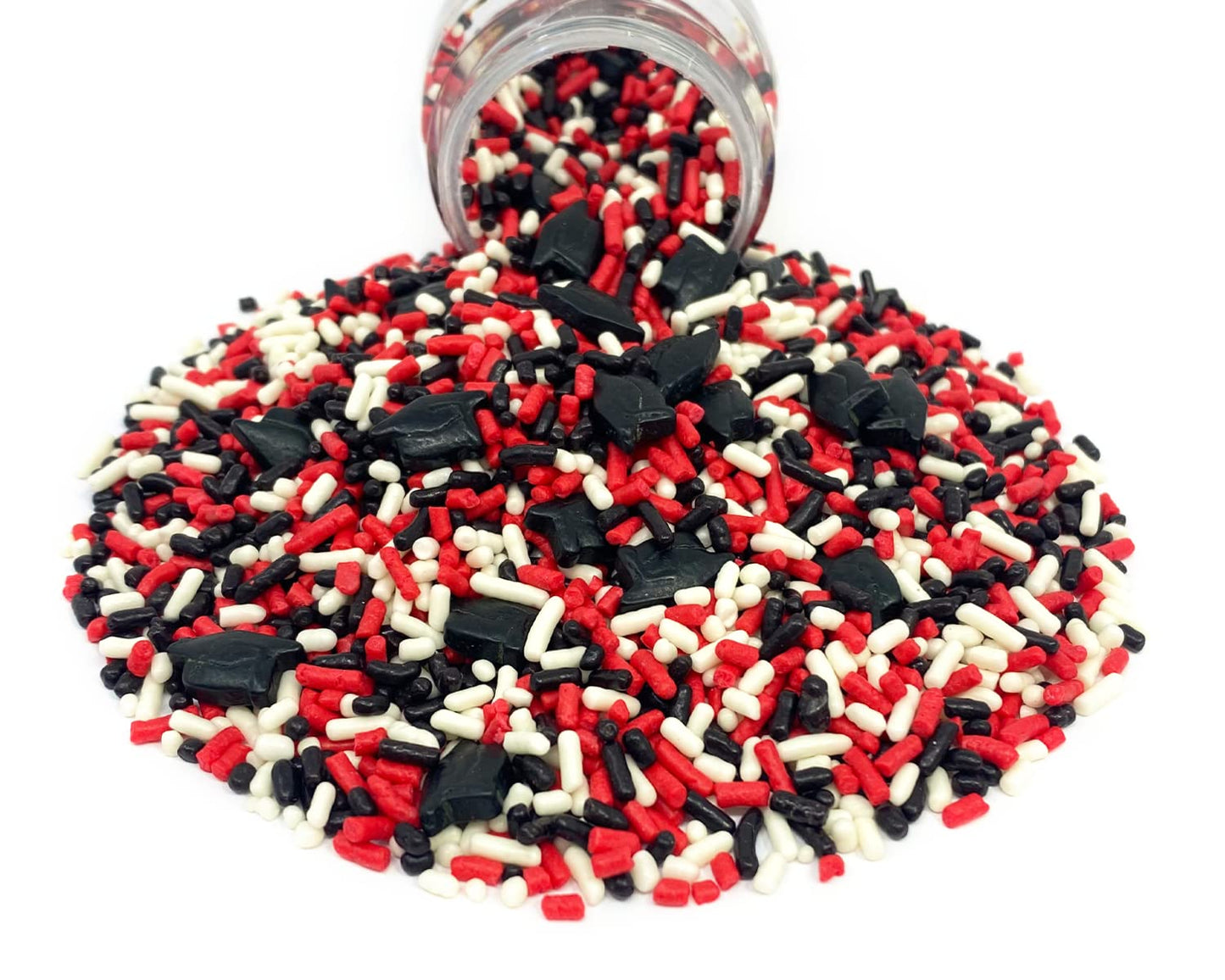 Mystic Sprinkles Graduation Day Sprinkles Mixes (Graduation Day! Black, Red & White Sprinkle Mix 3.8Oz)