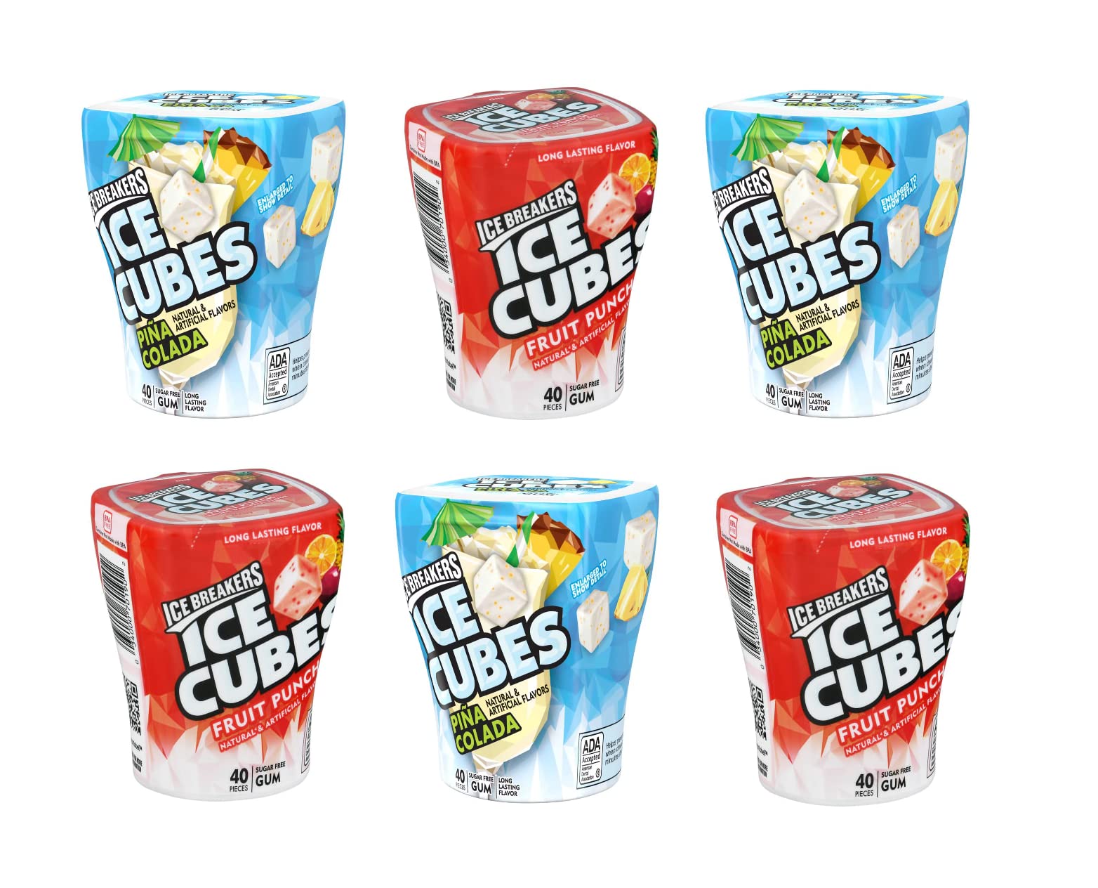 ICE BREAKERS CUBES, (3) Pia Colada & Fruit Punch, Sugar Free Breath Mint Chewing Gums, 3.24 oz Bottles - EDITION - Great For Hol