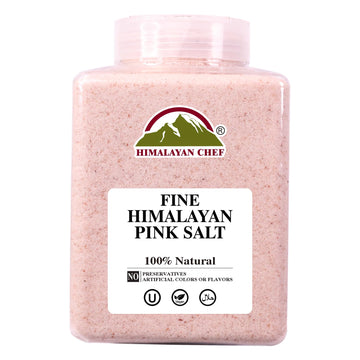 Himalayan Chef Himalayan Pink Salt - 5 lbs Fine Grain Plastic Jar - 100% Natural and Pure Gourmet Crystal - Contains 84 Essential Minerals | Kosher and Vegan Certified