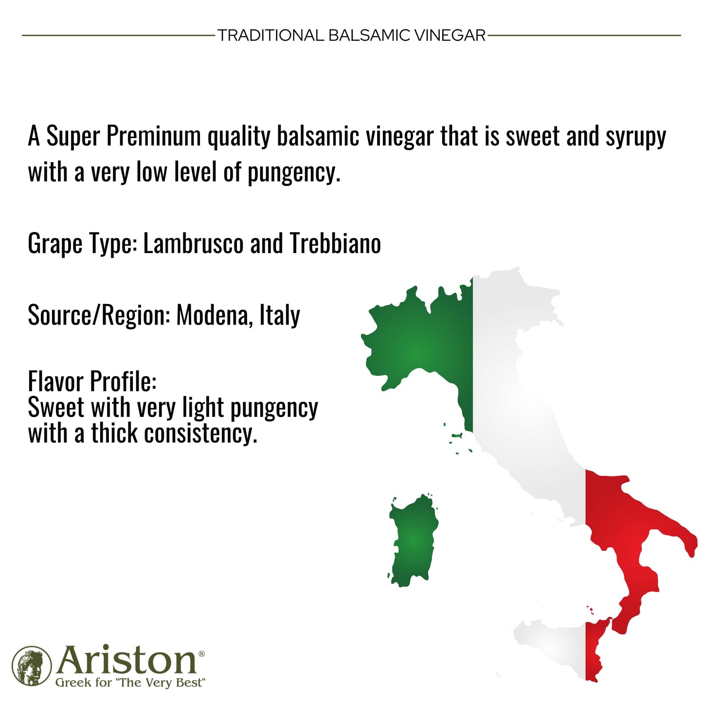 Ariston Balsamic Vinegar Set - 4 Bottles, Aged 250ml, Premium Quality, Sweet Taste, Product of Italy