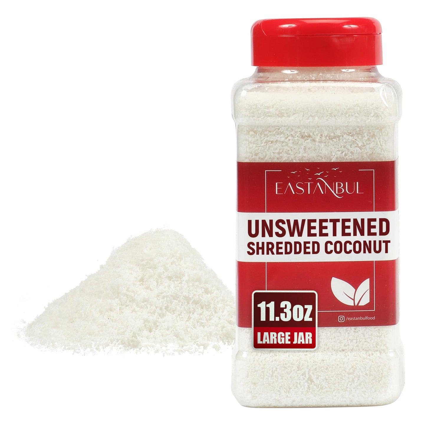 Eastanbul Shredded Coconut, 11.3oz, Unsweetened Coconut Flakes, 100% Natural Shreds, Finely Shredded, Desiccated, Vegan, Gluten 