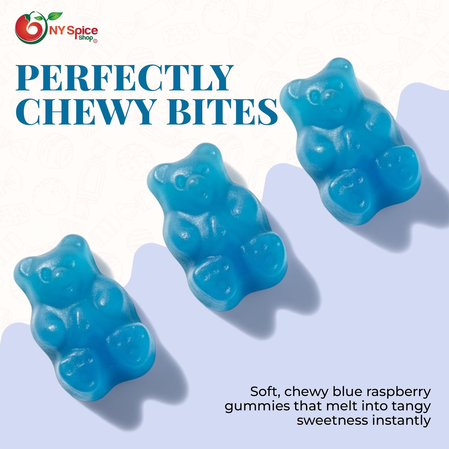 Ny Spice Shop Blue Raspberry Gummy Bears Bulk - 8 Ounce Gummies Bears Candy - Gummies Fruit Snacks - Chewy Candy - Flavor Gummy Candies - Gummi Bears Gift For All Occasions