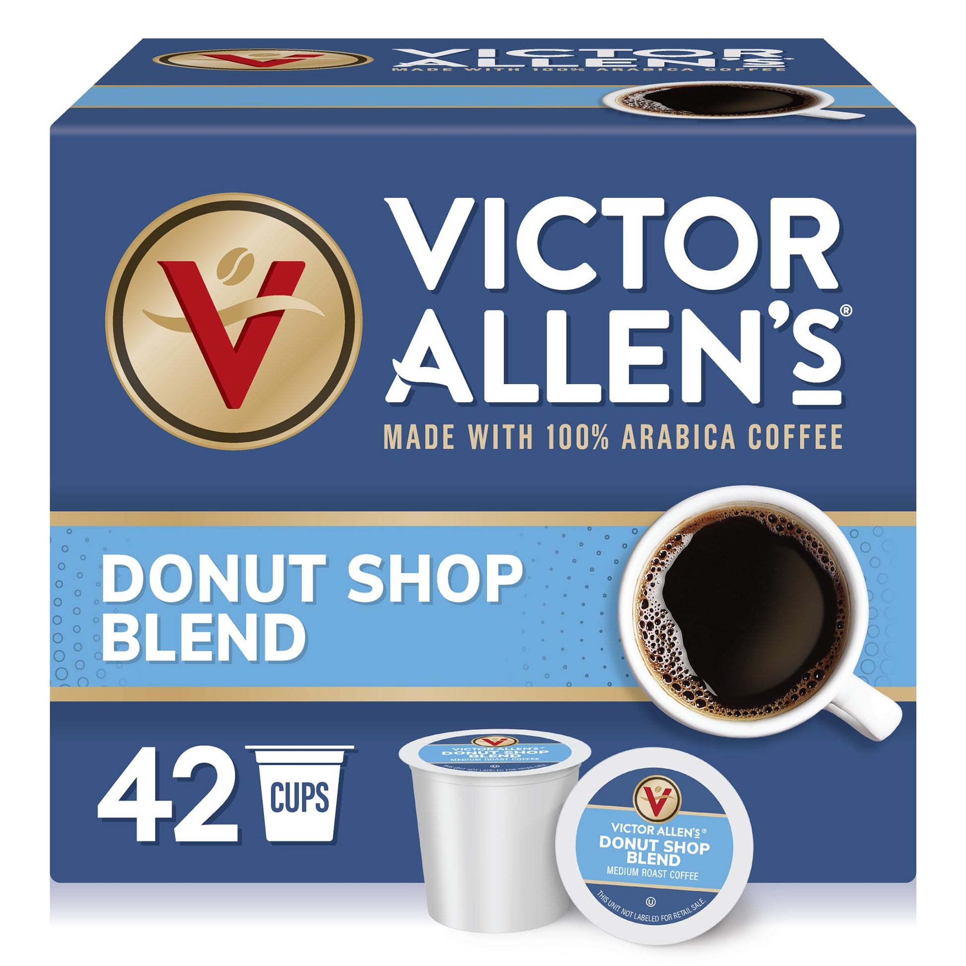 Victor Allens Coffee Donut Shop Blend Medium Roast Single Serve Pods 42 Count Brown