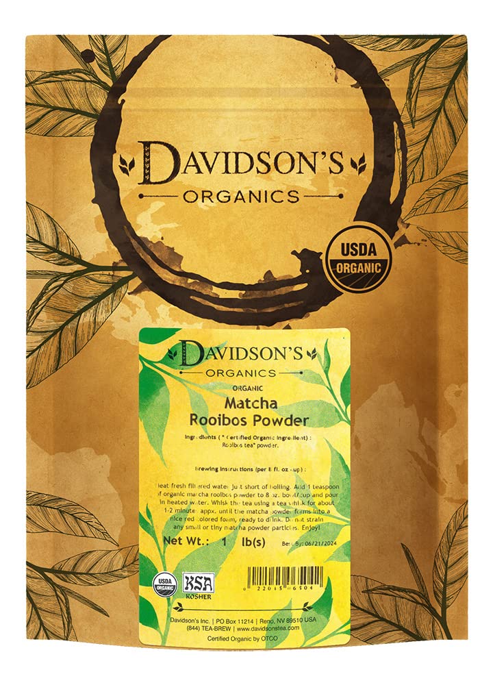 Davidsons Organics, Matcha Rooibos Powder, Loose Leaf Tea, 16-Ounce Bag