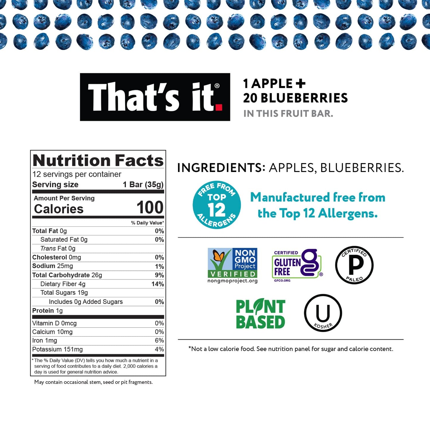 Thats it. Variety Pack 100% Natural Real Fruit Bar, Best High Fiber Vegan, Gluten Free Healthy Snack, Paleo for Children & Adul