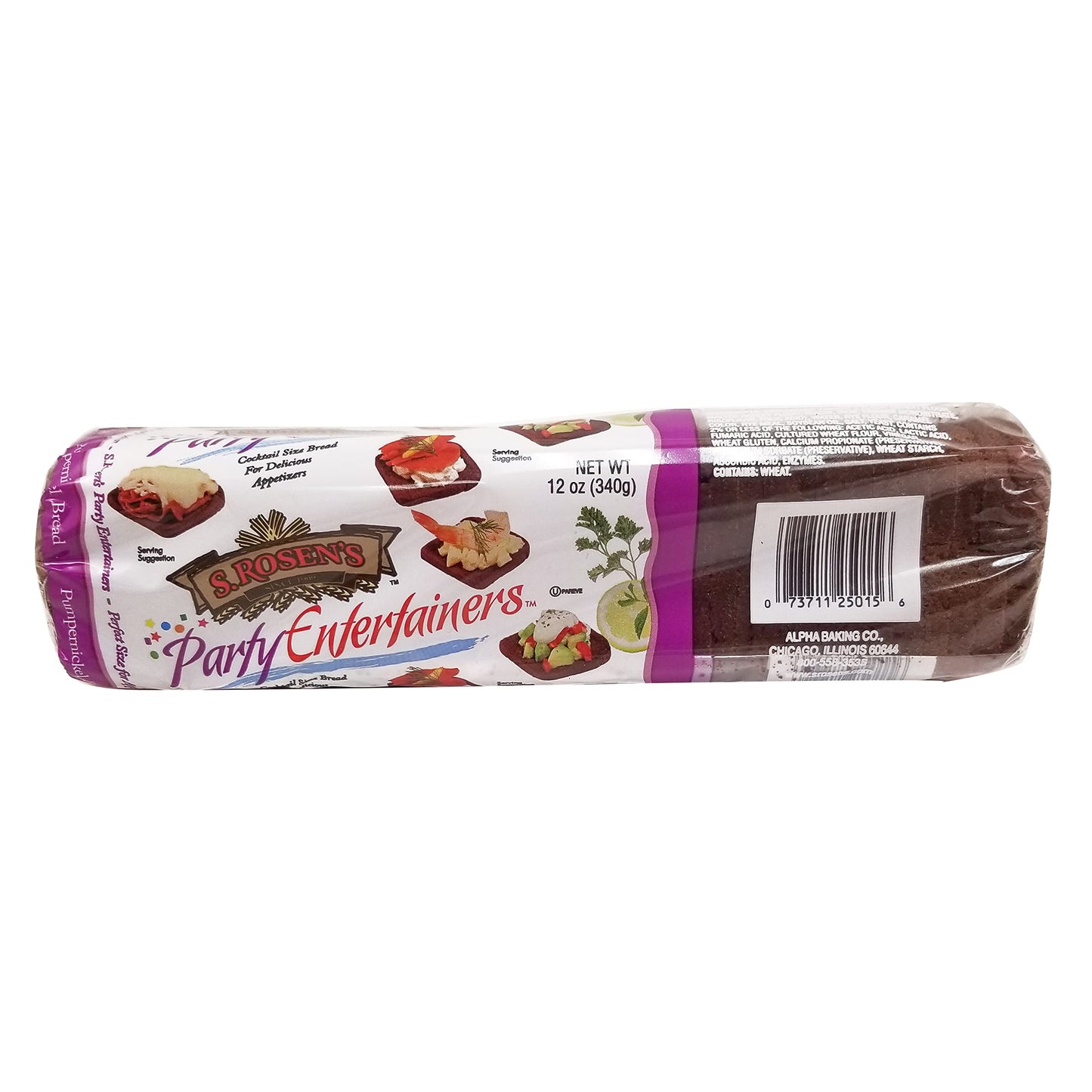 S. Rosens Cocktail Rye Bread - Pumpernickel, Case of 4 Loaves