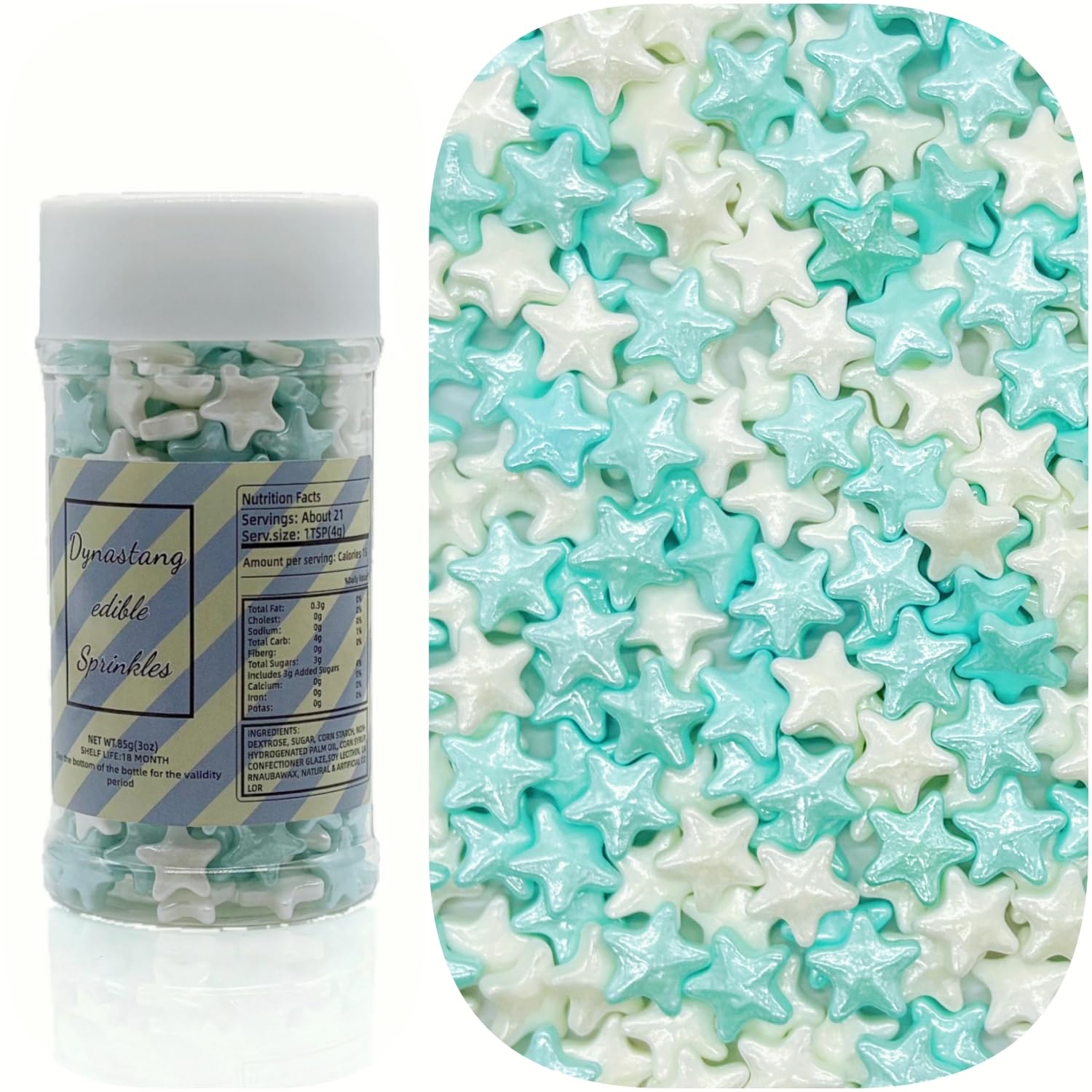 Dynastang Blue & White Stars Sprinkles Edible Stars Cake Decorating Stars Cake Decorations Cupcake Toppers Cookie Decorating Per