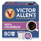 Victor Allens Coffee 100% Colombian Medium Roast Coffee Pods, 80 Count, Compatible with Keurig K-Cup Brewers, Brown