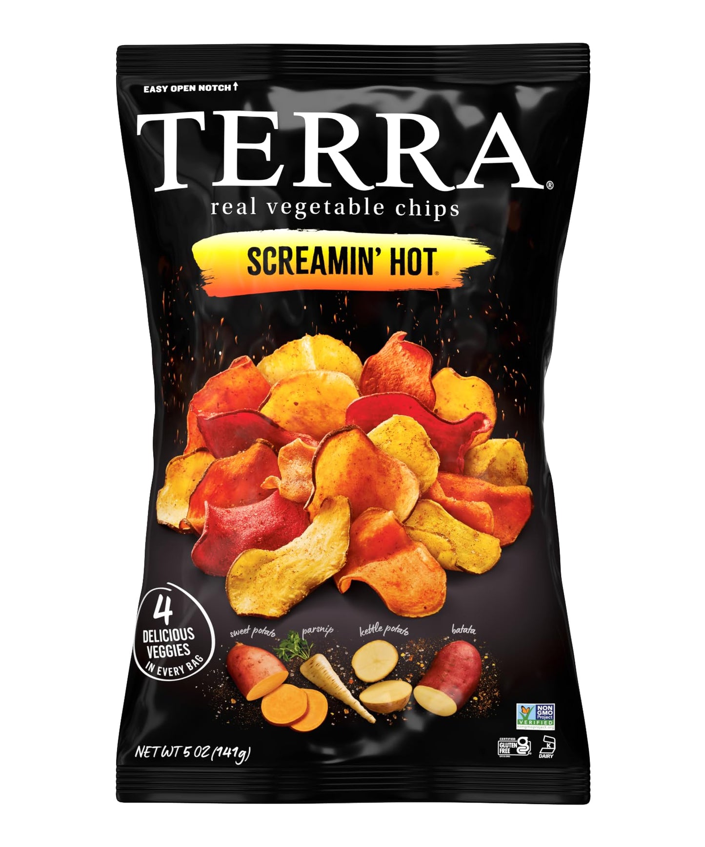 Terra Chips Screamin' Hot Vegetable Chips, 5 oz (Pack of 12)