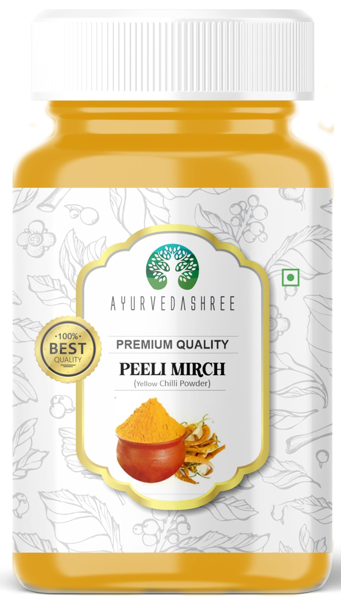 AYURVEDASHREE Yellow Chilli Powder (Pili Mirchi) 100gm PET Jar ~ All Natural | Vegan | Gluten Friendly | NON-GMO | Indian Spice.