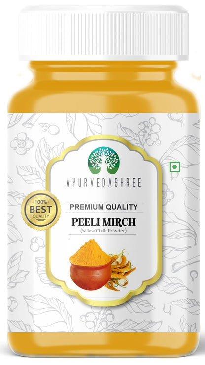 AYURVEDASHREE Yellow Chilli Powder (Pili Mirchi) 100gm PET Jar ~ All Natural | Vegan | Gluten Friendly | NON-GMO | Indian Spice.