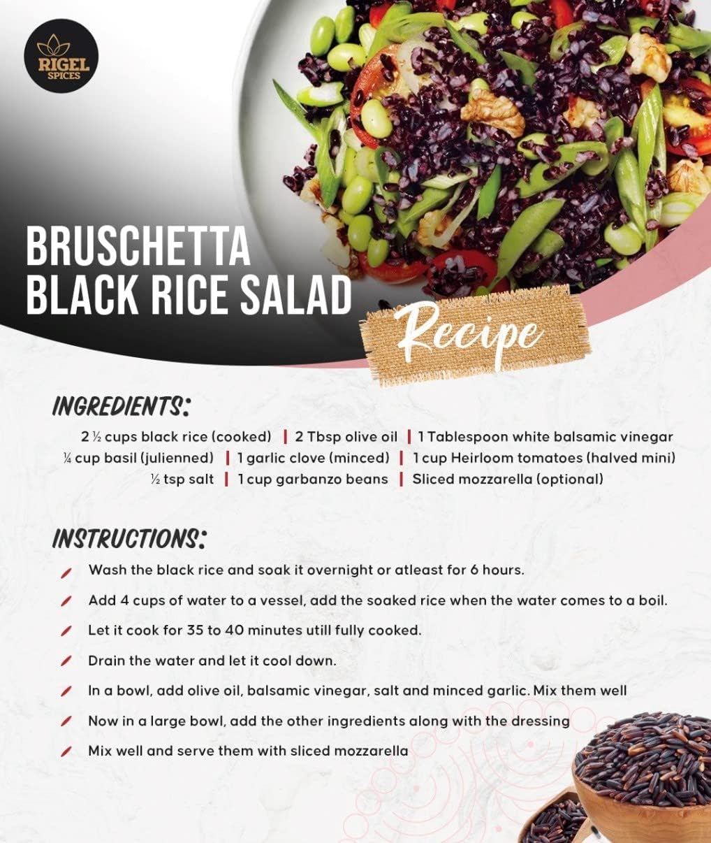 Rigel Spices | Karuppu Kavuni Black Rice (1.81 Kg) 4 Lbs | Kings Rice | Gluten Free | Ancient Black Rice