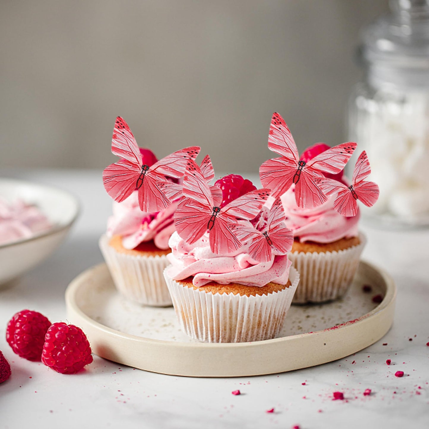 72Pcs Edible Cupcake Toppers - Butterfly Cake Decoration - Edible Butterfly Cupcake Picks For Baby Shower, Kids Birthday Party -