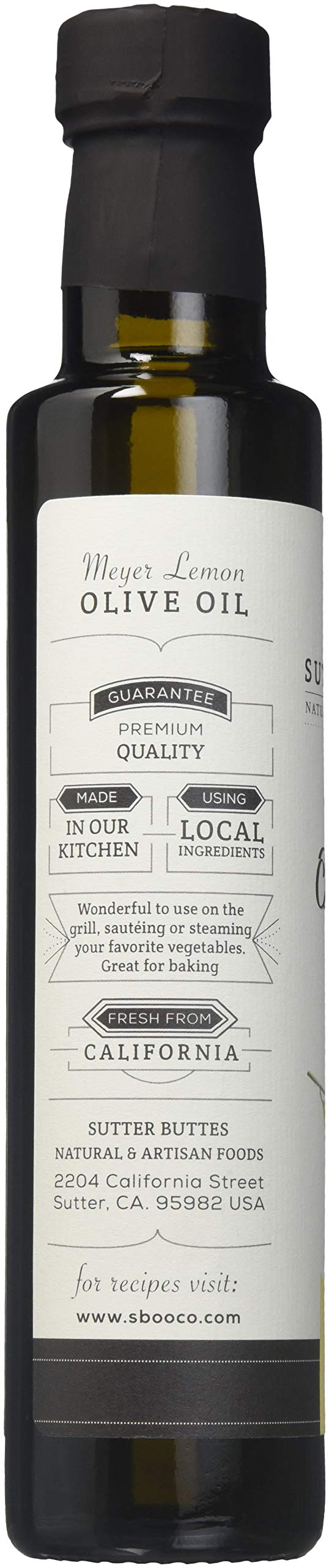 Sutter Buttes Extra Virgin Olive Oil - Meyer Lemon Infused (250 Ml Bottle) Handcrafted, Artisan Gourmet Evoo Cold Pressed And Fl