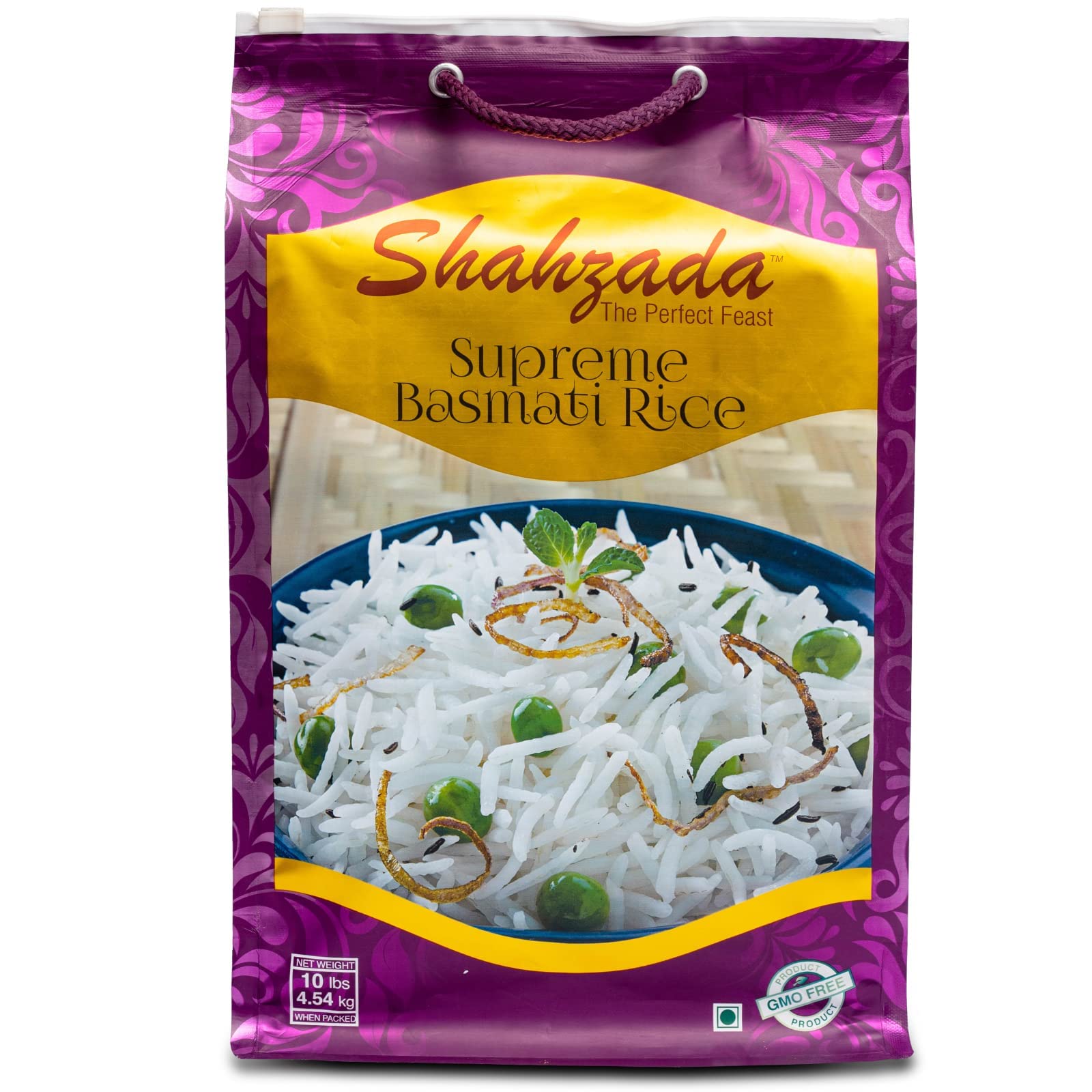 Shahzada Supreme Basmati Rice – Extra Long Grain, Non-Sticky, Vegan, Gluten Free, 10 Lbs, White
