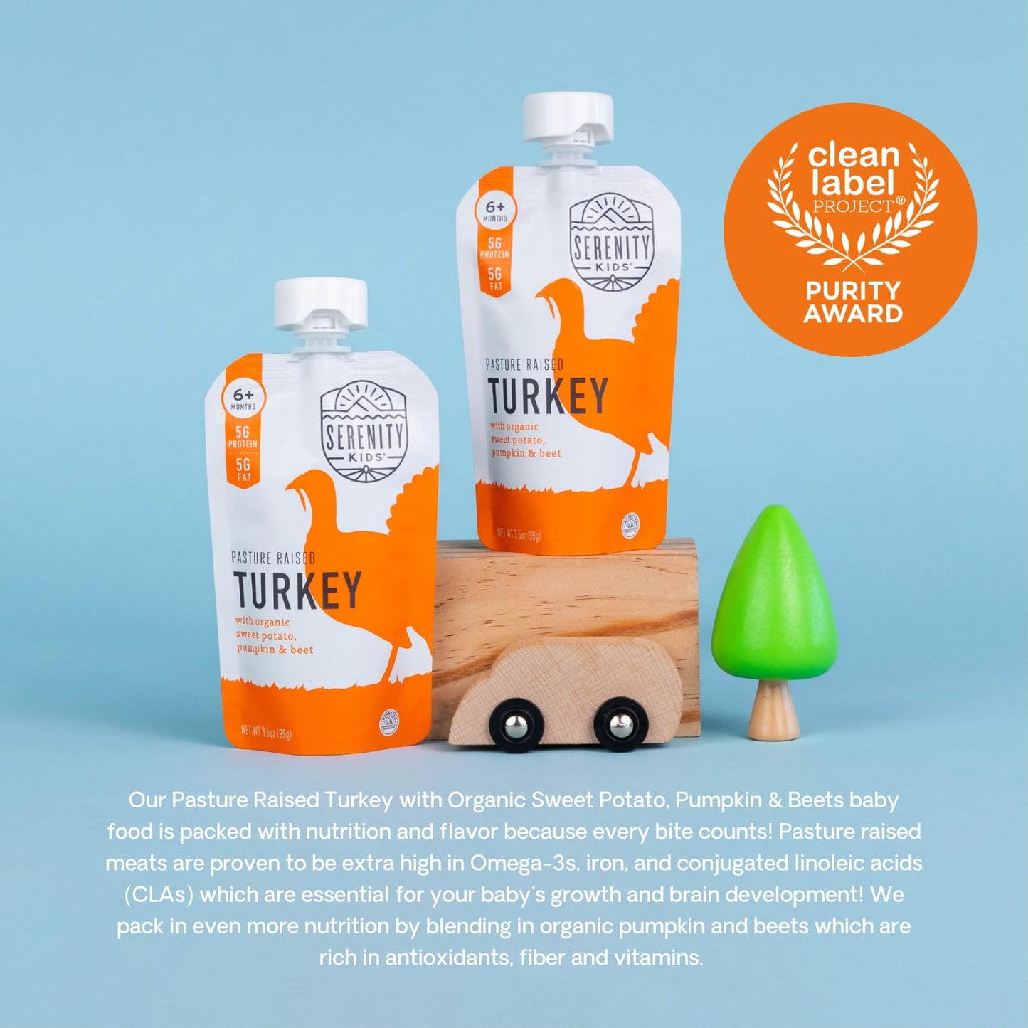 Serenity Kids 6+ Months Baby Food Pouches Puree Made W/ Ethically Sourced Meat & Organic Veggies - 3.5 Oz Bpa-Free Pouch - Free