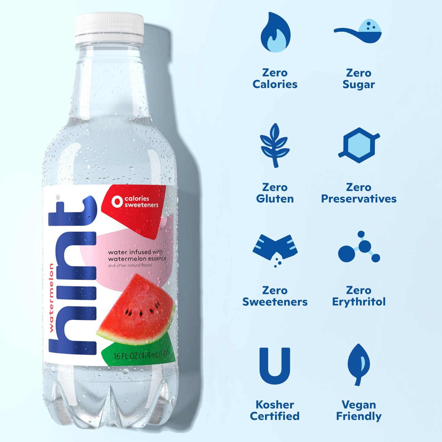 Hint Fruit-Infused Bottled Water, Watermelon - Sugar Free Flavored Water with Zero Calories, Naturally Flavored, and No Artifici