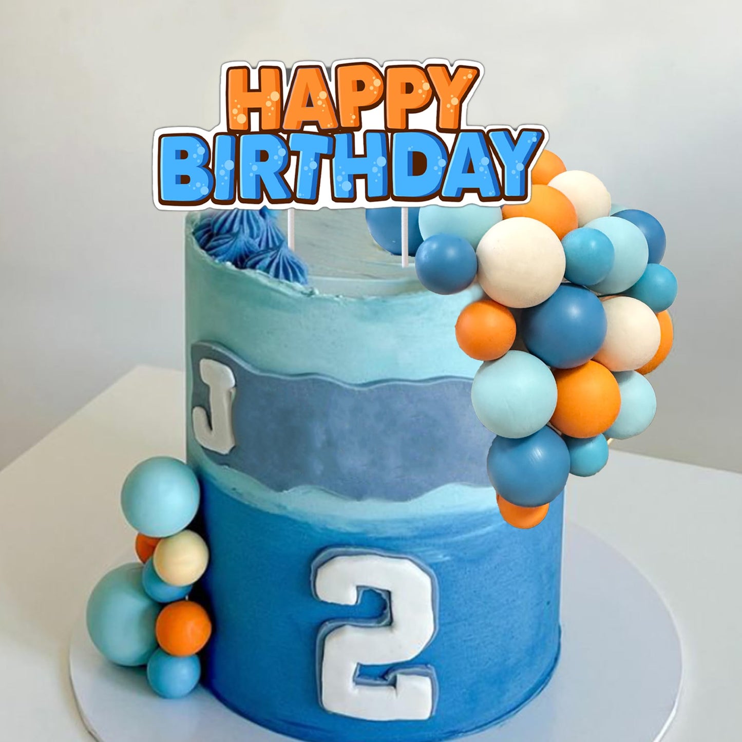 Balls Cake Toppers Blue Orange Birthday Cake Decorations For Baby Shower Birthday Cake Decorating (Blue Dog)