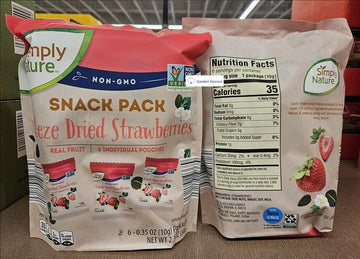 Generic Simply Nature Non-Gmo Snack Pack Freeze Dried Strawberries 6 Packages 2.1Oz 60G (Two Bags), Standard