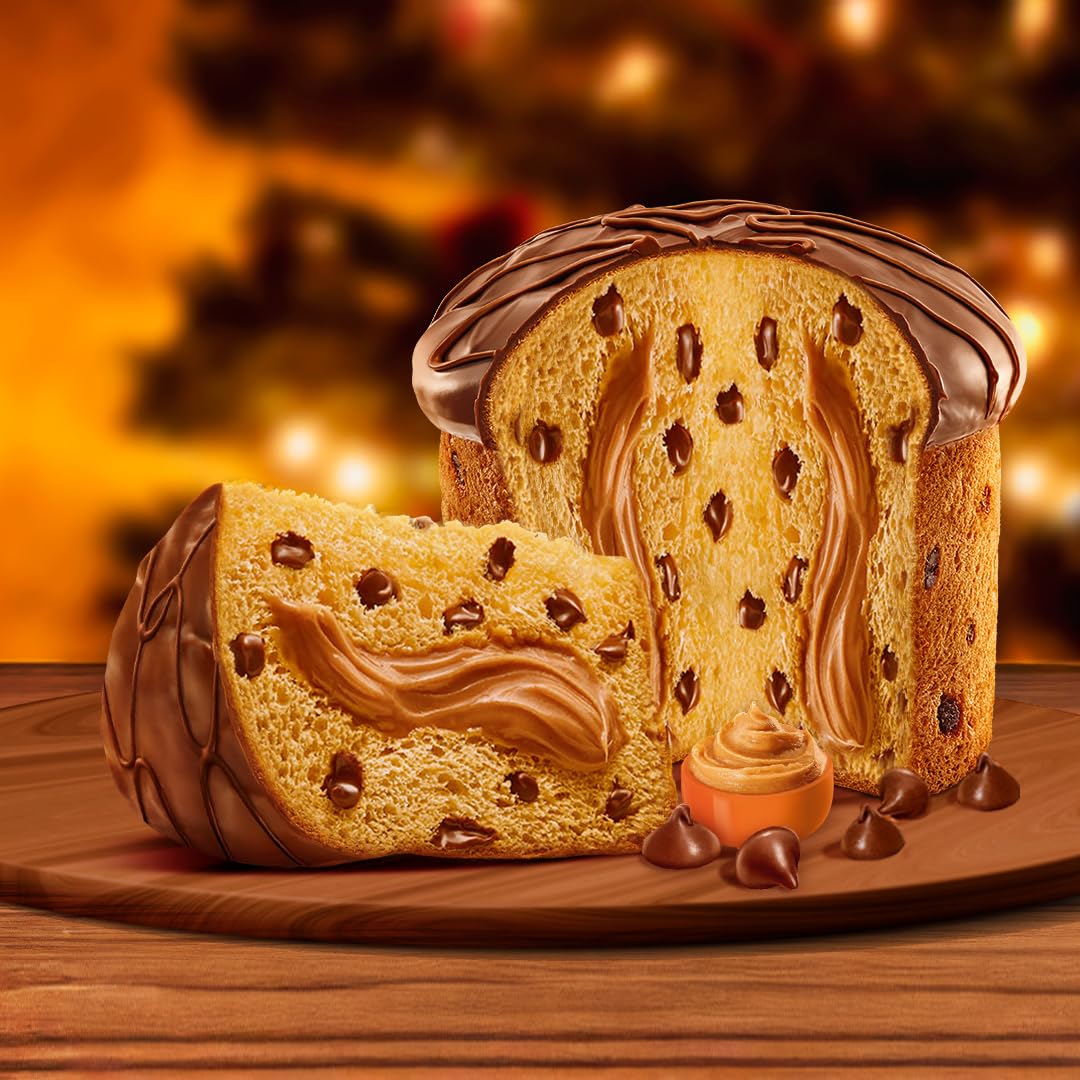 Bauducco Chocottone Peanut Butter Cake - Moist Italian Recipe, Fudge Topping, 16 oz (Pack of 1)