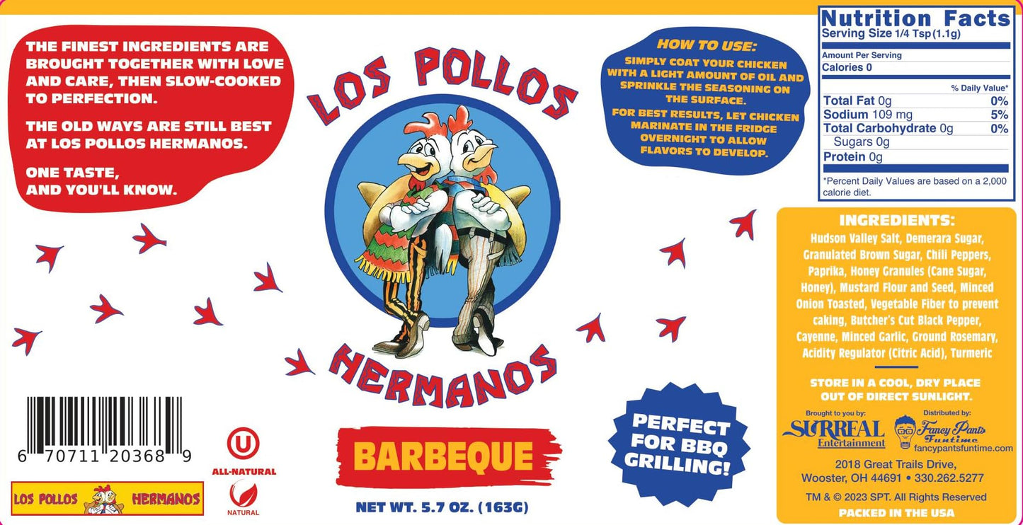 Los Pollos Hermanos BBQ Chicken Seasoning | Barbeque Dry Chicken Rub | Breaking Bad Gift | 5.7 oz | Kosher, Gluten Free and Non-