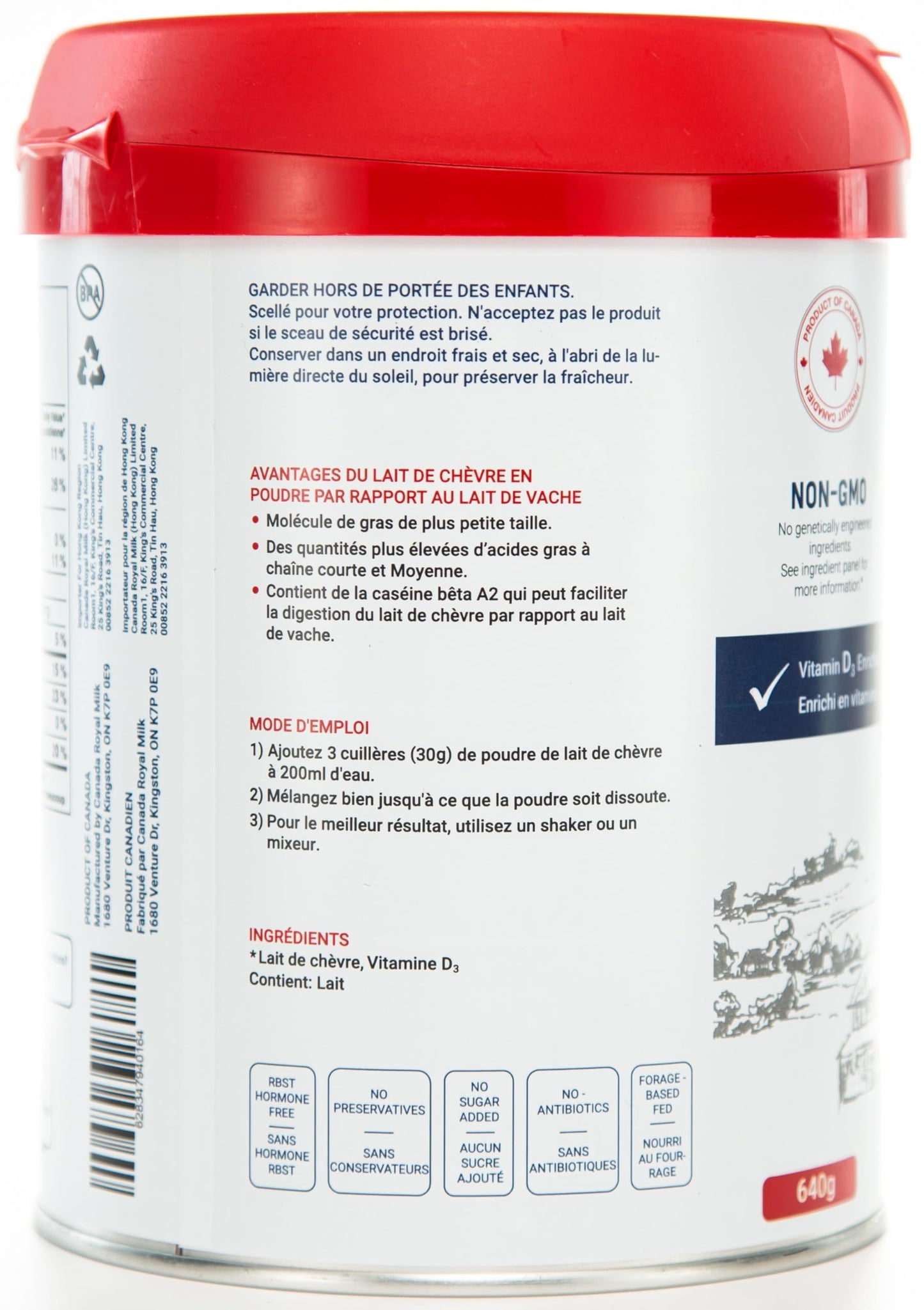 Capriss Whole Goat Milk Powder, 22.5Oz | Canadian Family Farm Sourced, Vitamin D Enriched, High Protein & Calcium, A2 Milk, Easy