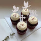 YCTHUNFISH 24 Pack Cupcake Toppers with Glitter Cross and Angel, Silver, Small, for Baptism, Baby Shower, Kids Birthday, Christmas Party