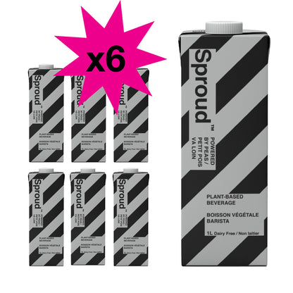 SPROUD Dairy Free Milk BARISTA Flavor, Vegan Milk with Plant-Based Pea Protein, Shelf Stable Non-GMO, 1 Liter (Pack of 6)