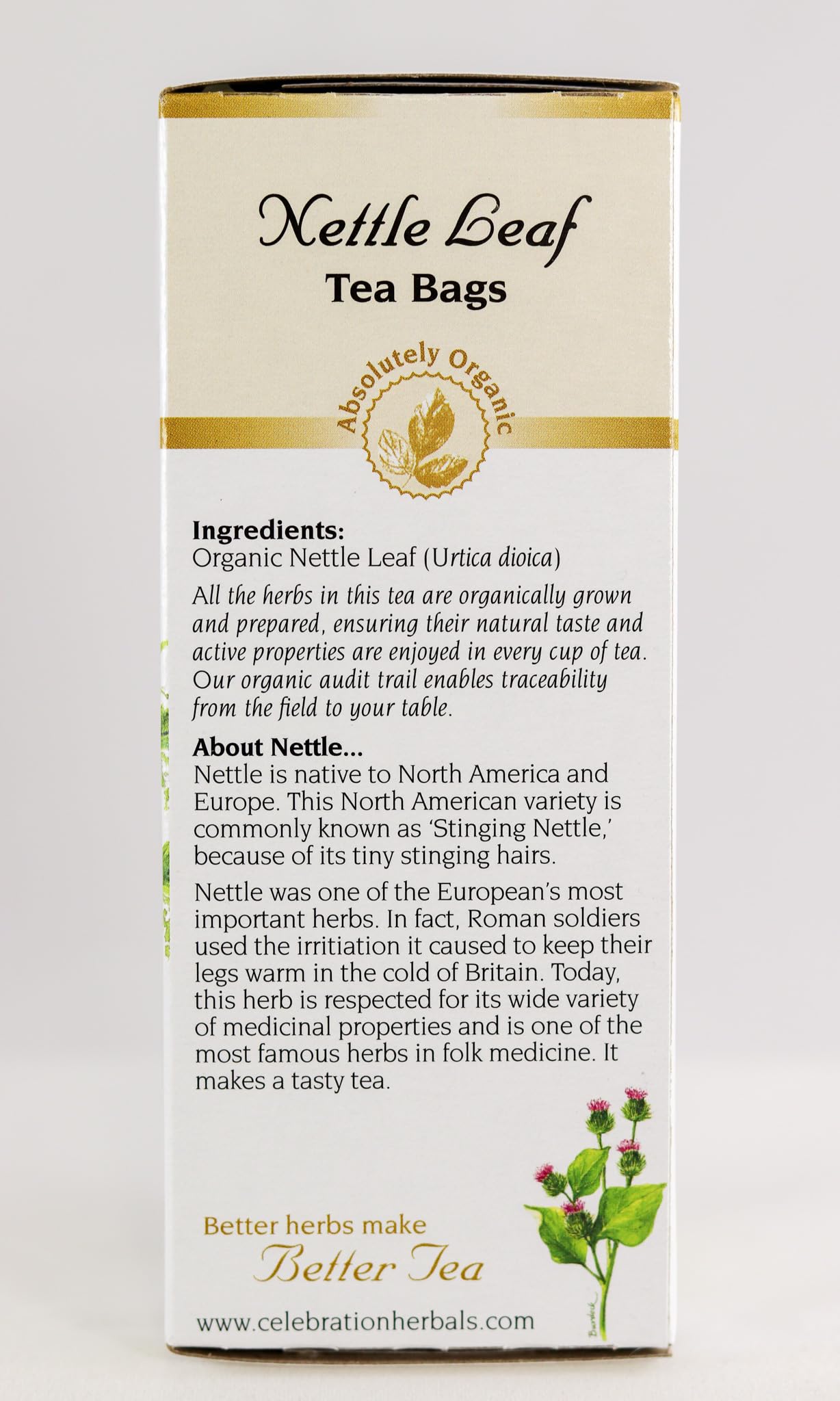 Celebration Herbals Organic Nettle Leaf Tea, Caffeine Free, 24 Herbal Tea Bags, 24 Count