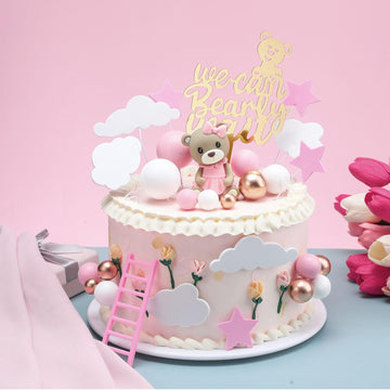 Yinder Brown Bear Cake Decorations We Can Bearly Wait Cake Topper For Birthday Baby Shower Party Supplies Decorations (Novel,37