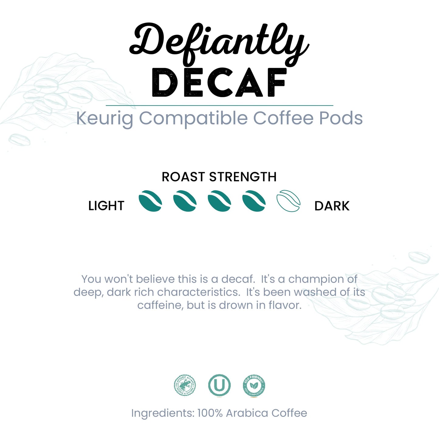 Tayst Coffee Pods, Defiantly Decaf Dark Roast, K Cups Compatible With Keurig Coffee Maker, Sustainable Single Serve, Pack Of 30