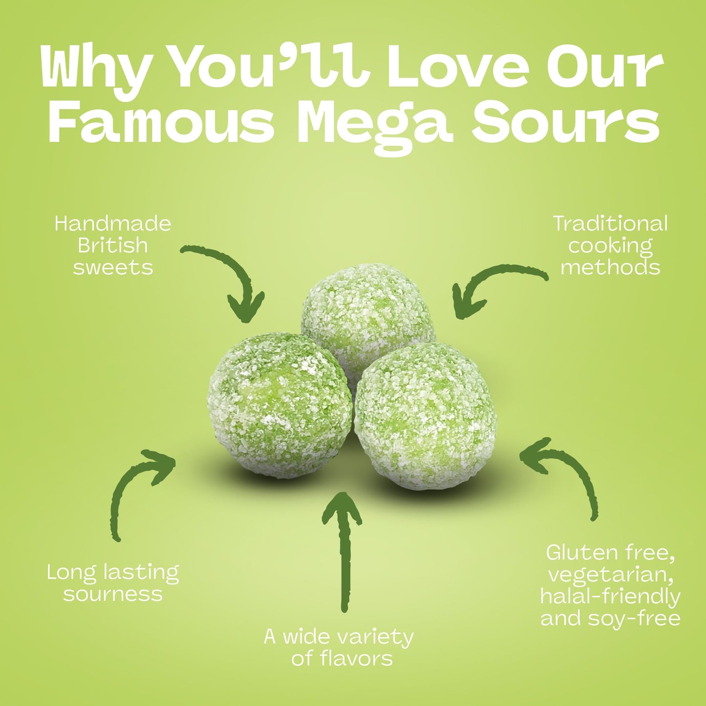 Barnetts Sweets Mega Sour Candy Apple 500G