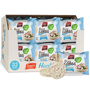 LEIBERS Rice Cakes On the Go Snack Pack - 32 Packs - Made with Brown Rice, Sea Salt, 5 Thin Cakes Per Pack - Kosher, Vegan, Whea