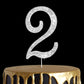 Number Cake Topper 2, Uniideco Silver Rhinestone Premium Metal Bling Bling Cake Decor, Sparkly Happy Birthday Wedding Anniversar