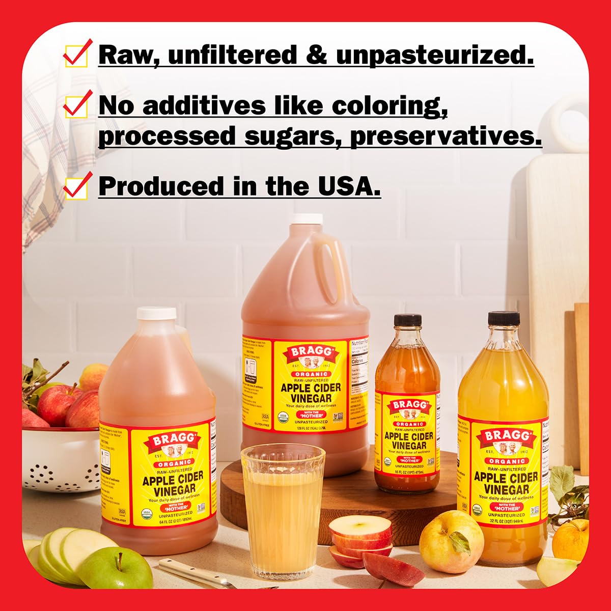 Bragg Organic Apple Cider Vinegar, Raw & Unfiltered, 16 fl oz, 1 Pack, Model 62453