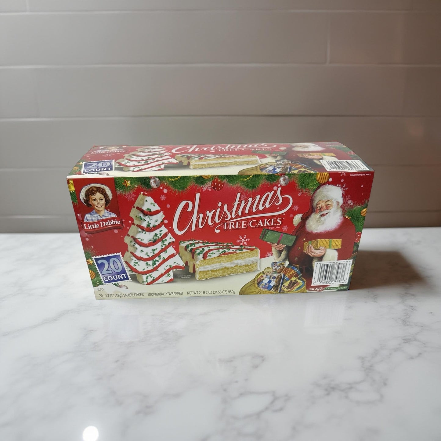 Little Debbie Christmas Tree Cakes 20 Count Gift Box | Vanilla Snack Cakes, 1.7 oz Each, Festive Holiday Edition