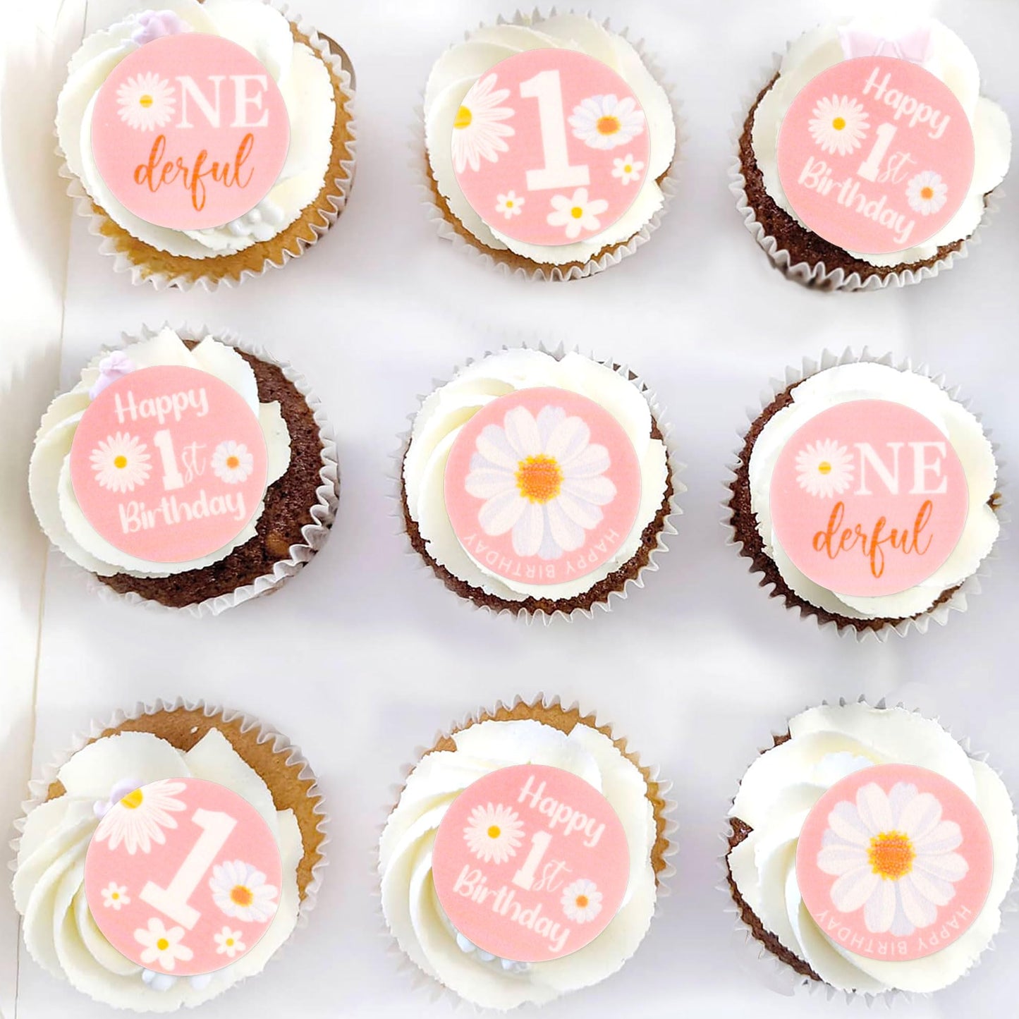 40 Pack Edible Daisy Cupcake Toppers Daisy One Spring Bridal Engagement Baby Shower Birthday Party Cupcake Picks Anniversary Par