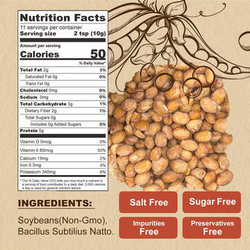 Jayuss Japanese Natto Freeze Dried Natto Beans 4 Oz, Non-Gmo Fermented Soybean, 0 Additives, Simply Rehydrate For Fresh Natto Or
