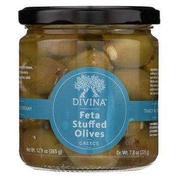 Divina Green Olives W/Feta Cheese, 7.8-Ounce (Pack of 6)