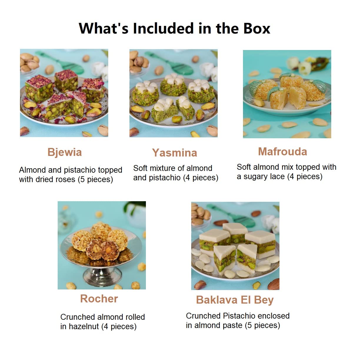 Laylas Delicacies Mediterranean Treats Vegan Gift Box - Handmade Healthy Mixed Nutty Flavors Pastries - Halal, Vegetarian, Glute