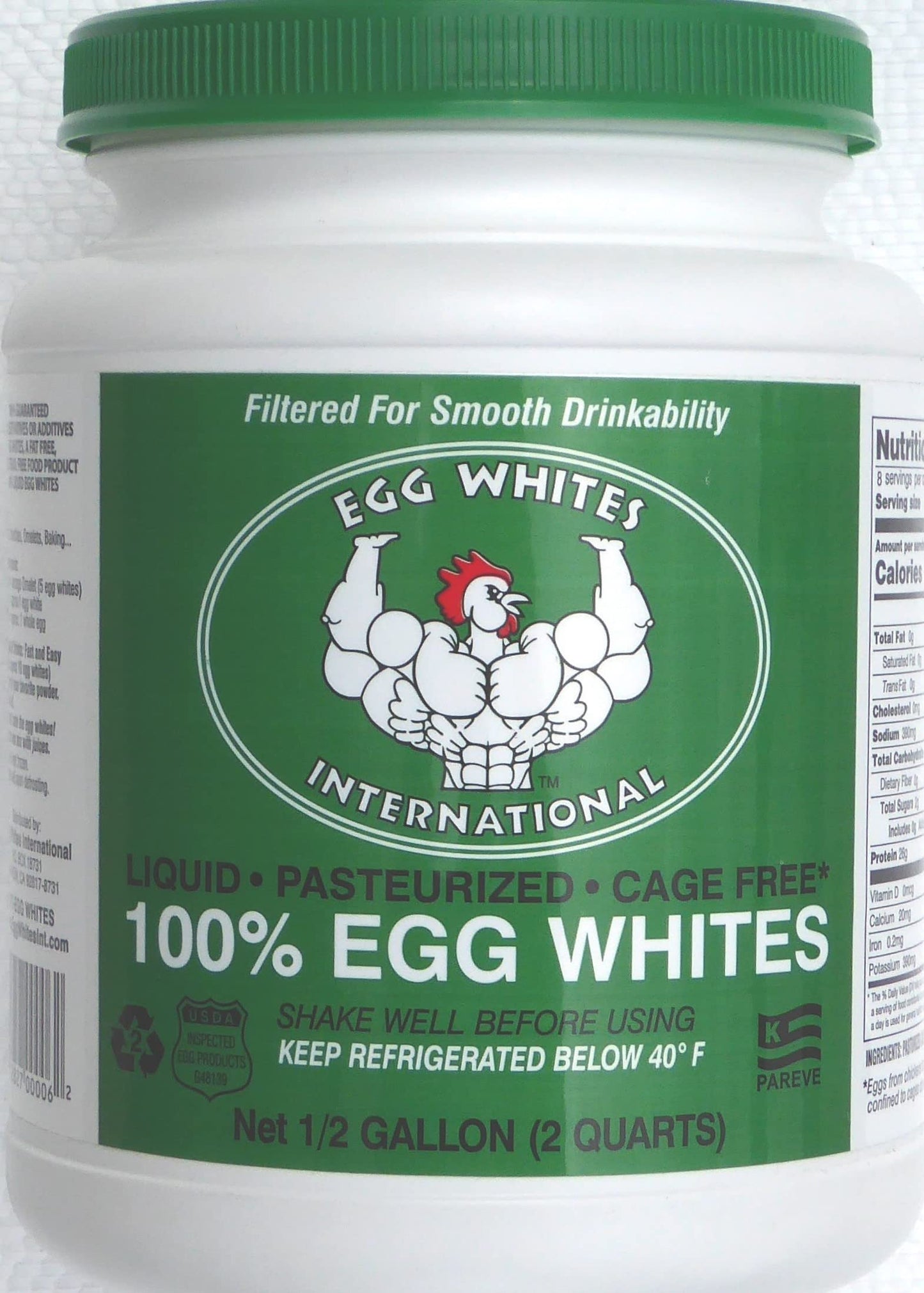 Egg Whites International 100% Pure Liquid Egg White Protein Designed to Drink. NOW 100% CAGE FREE. Priority Mail for AK & HI (1