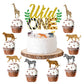 Sursurprise Wild One Cake Topper - Jungle Animals Cupcake Toppers, 25 Pack, First Birthday Decorations, Leopard Cheetah Theme