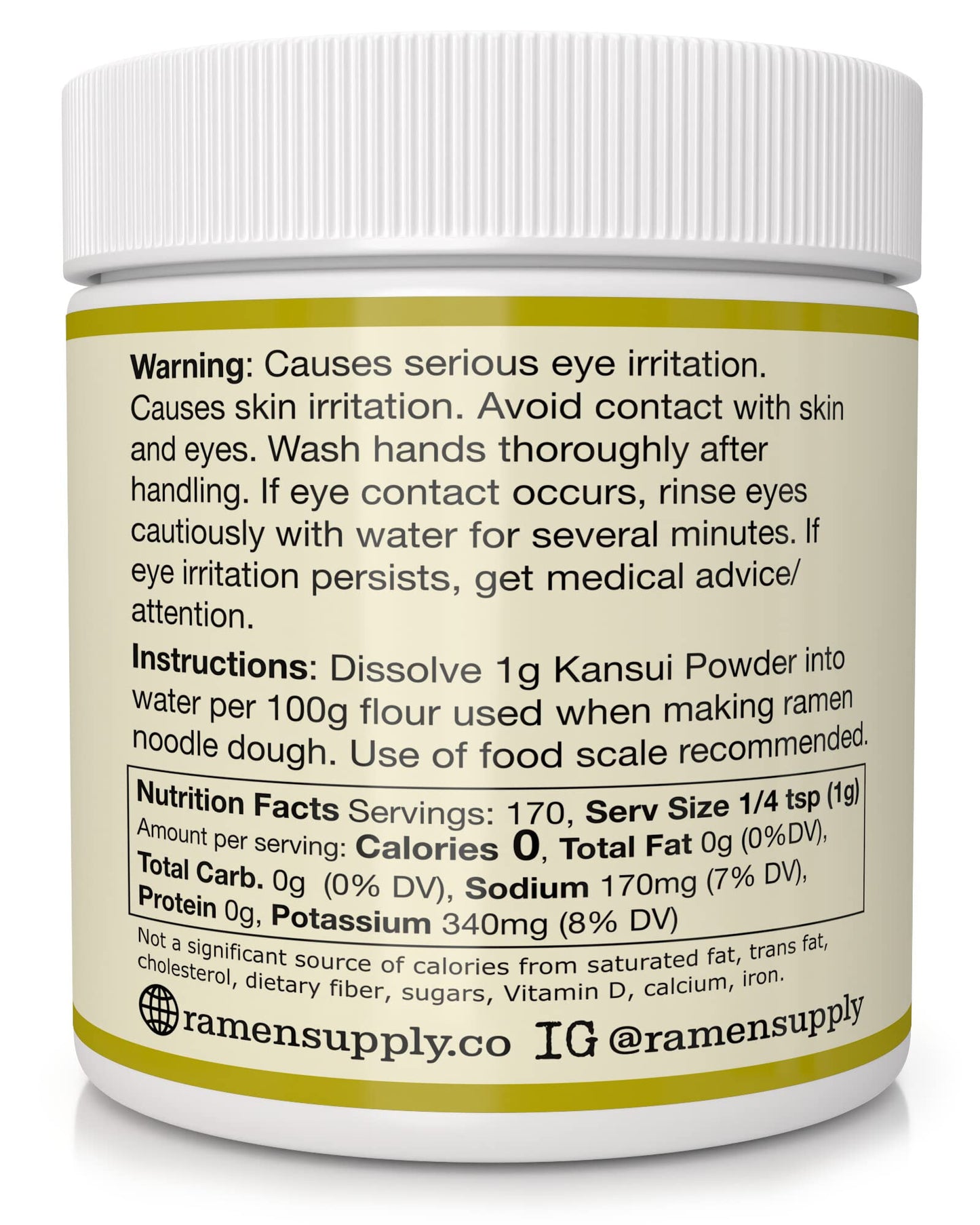Ramen Supply Company Kansui Powder for Fresh Ramen Noodles - Potassium & Sodium Carbonate Blend - 6 Oz